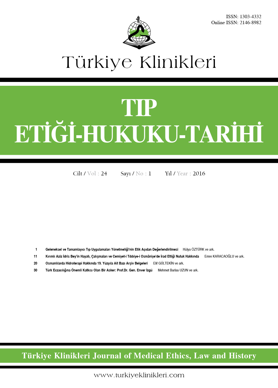 Turkiye Klinikleri Journal of Medical Ethics-Law and History 2016 ...
